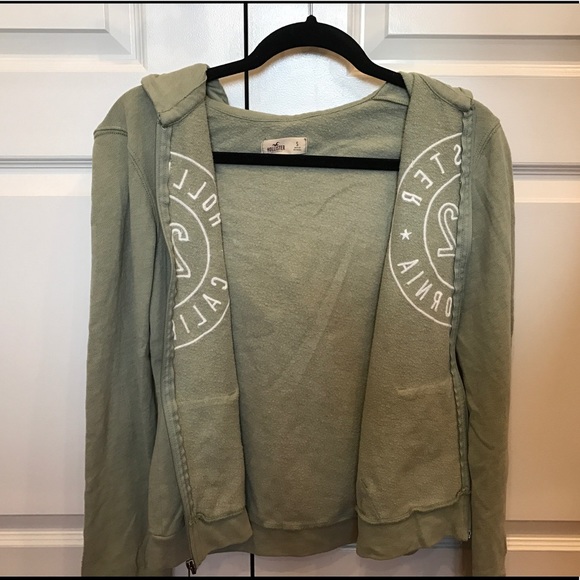 Hollister Green Drawstring Hoodie Size Small - Picture 2 of 3